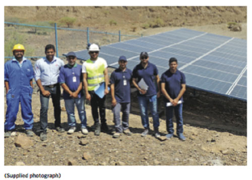 Solar poweredd water pump help pump well water to 80 homes in Samail